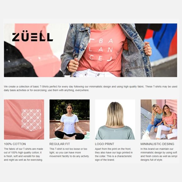 Zuell BALANCE Graphic Crew Neck Tee - Coral, S - Picture 14 of 16